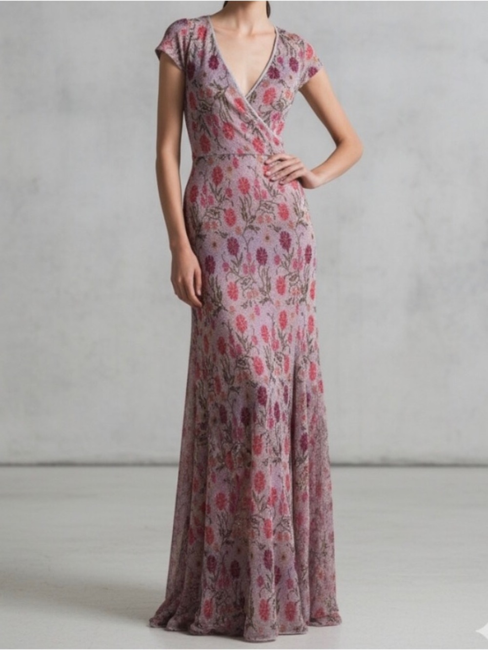 Anthropologie Cecilia Prado Posy Floral Metallic knit maxi dress - like new